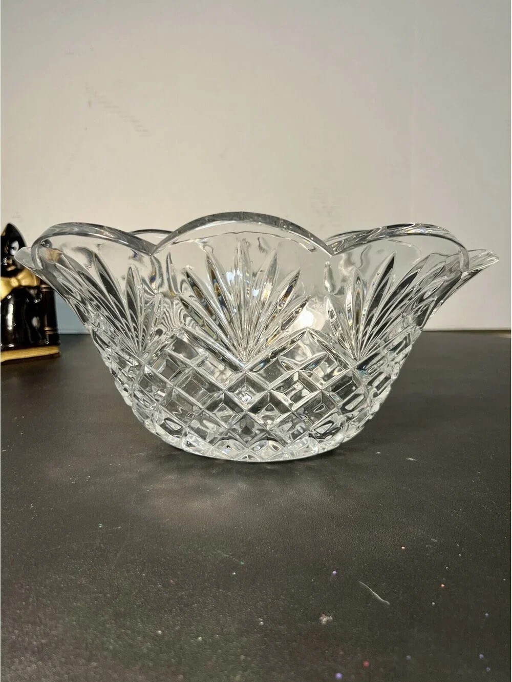 Shannon Designs of Ireland 1980s Pineapple Bowl Hand Cut Lead Crystal, 12x4.5”